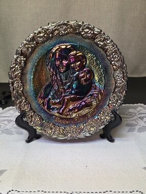 1972 Madonna Of The Goldfinch - No Box‎ Mother'S Day Plate-Carnival Glass